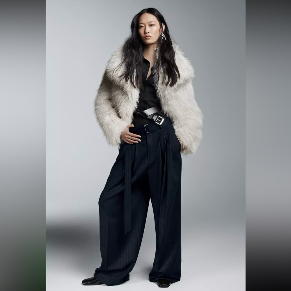 New ZARA Short Faux Fur Coat Jacket